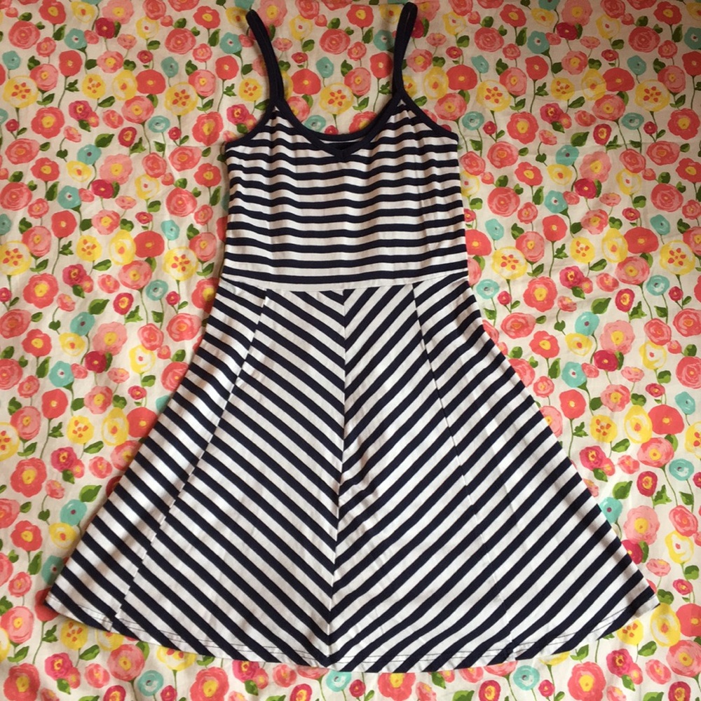 Navy and white striped summer dress